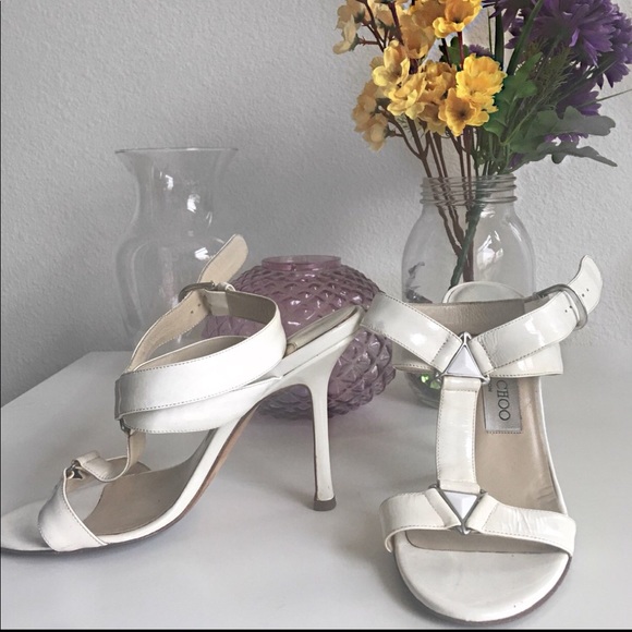Vintage Jimmy Choo Strapy Heels in Cream - Picture 3 of 3